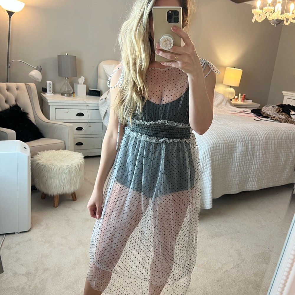 Sheer Polka Dot Dress with Slip